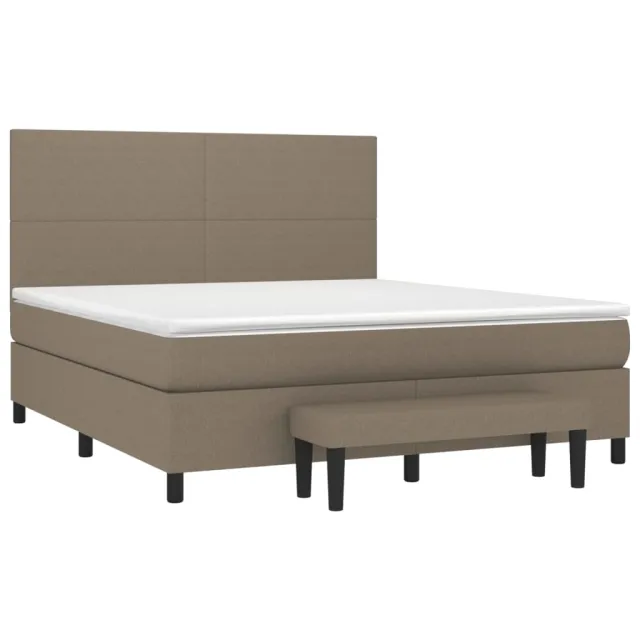 Sommier à lattes de lit avec matelas Taupe 180x200 cm Tissu