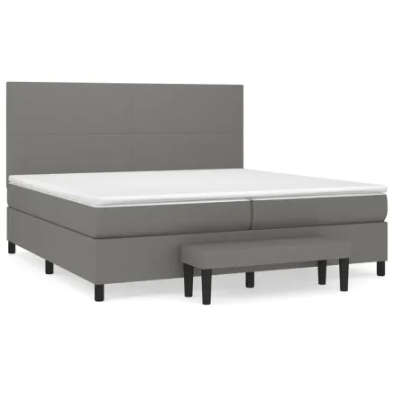 Sommier à lattes de lit avec matelas Gris foncé 200x200cm Tissu 2