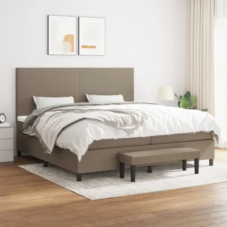 Sommier à lattes de lit avec matelas Taupe 200x200 cm Tissu