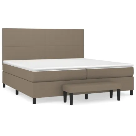 Sommier à lattes de lit avec matelas Taupe 200x200 cm Tissu 2