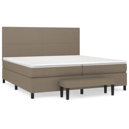 Sommier à lattes de lit avec matelas Taupe 200x200 cm Tissu
