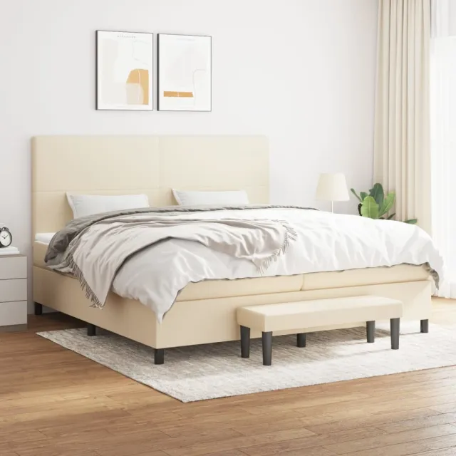 Sommier à lattes de lit avec matelas Crème 200x200 cm Tissu