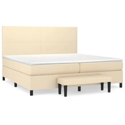 Sommier à lattes de lit avec matelas Crème 200x200 cm Tissu 2