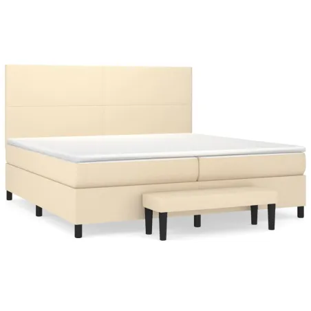 Sommier à lattes de lit avec matelas Crème 200x200 cm Tissu