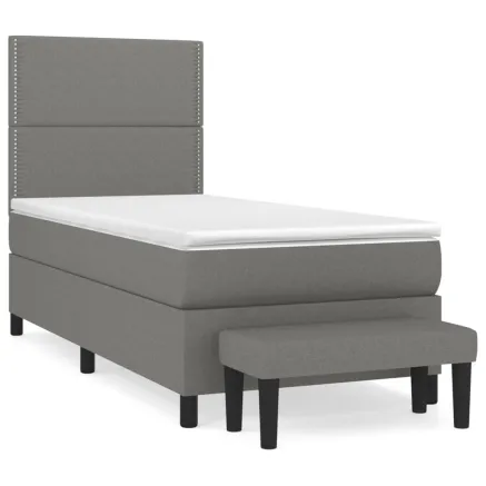 Sommier à lattes de lit avec matelas Gris foncé 80x200 cm Tissu 2