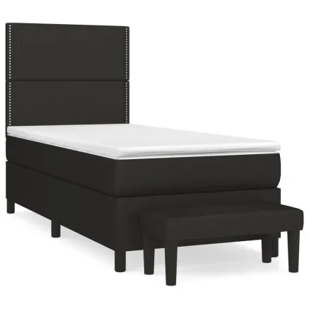 Sommier à lattes de lit avec matelas Noir 90x200 cm Tissu 2