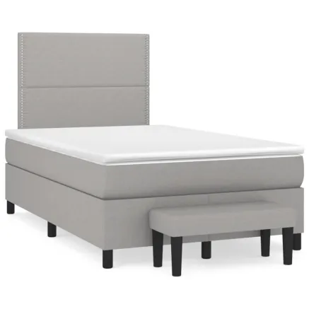 Sommier à lattes de lit avec matelas Gris clair 120x200cm Tissu 2