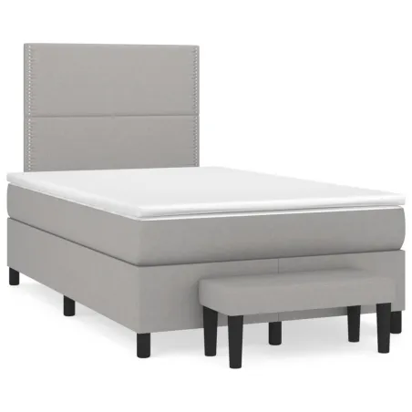 Sommier à lattes de lit avec matelas Gris clair 120x200cm Tissu