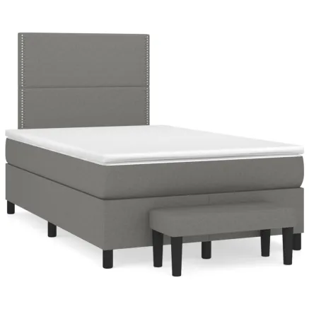 Sommier à lattes de lit avec matelas Gris foncé 120x200cm Tissu 2