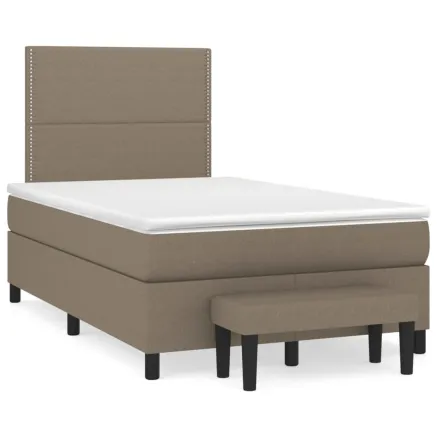 Sommier à lattes de lit avec matelas Taupe 120x200 cm Tissu 2