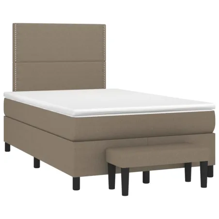 Sommier à lattes de lit avec matelas Taupe 120x200 cm Tissu