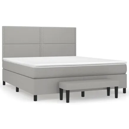 Sommier à lattes de lit avec matelas Gris clair 180x200cm Tissu 2