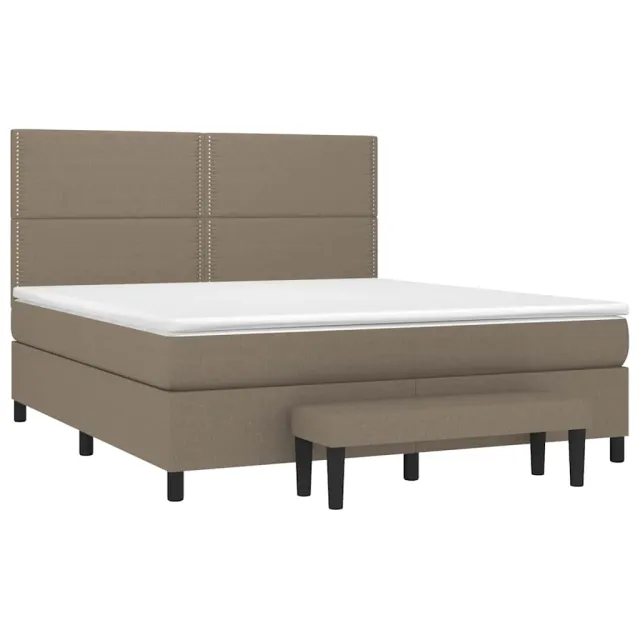Sommier à lattes de lit avec matelas Taupe 180x200 cm Tissu