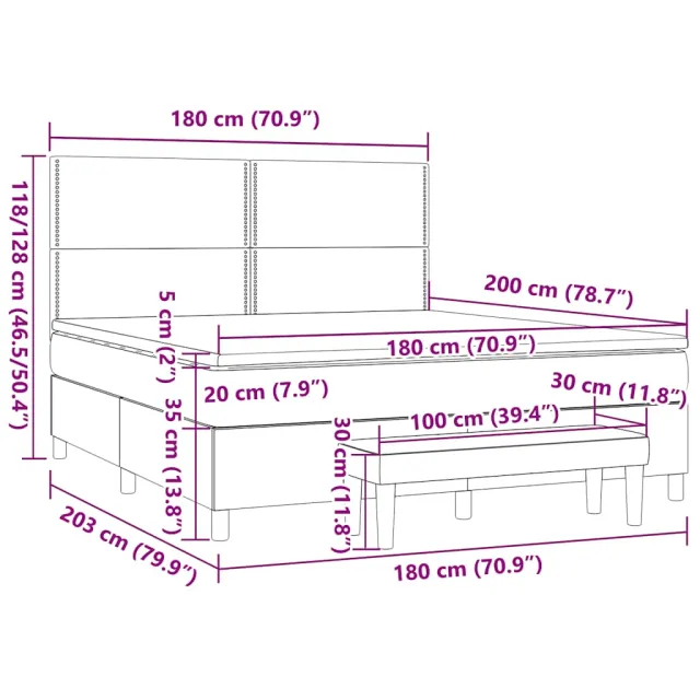 Sommier à lattes de lit avec matelas Taupe 180x200 cm Tissu