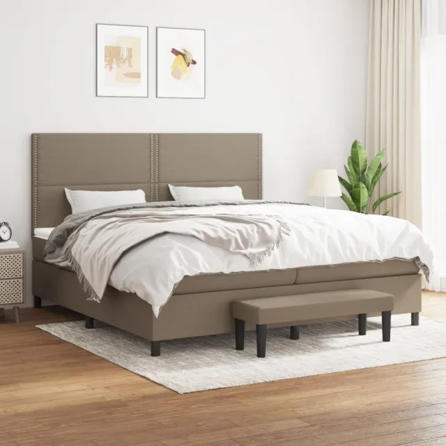 Sommier à lattes de lit avec matelas Taupe 200x200 cm Tissu