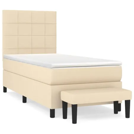 Sommier à lattes de lit avec matelas Crème 80x200 cm Tissu