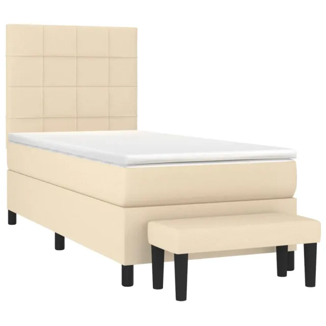 Sommier à lattes de lit avec matelas Crème 80x200 cm Tissu
