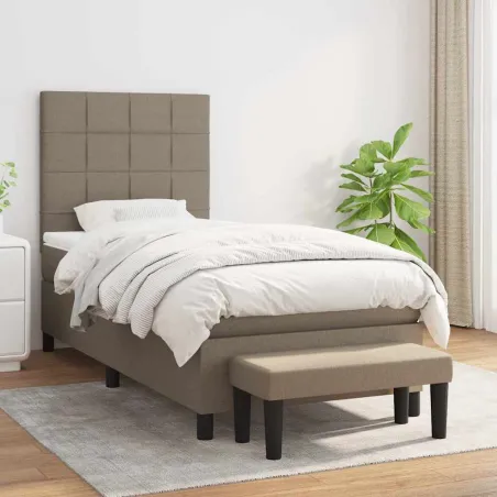 Sommier à lattes de lit avec matelas Taupe 90x190 cm Tissu