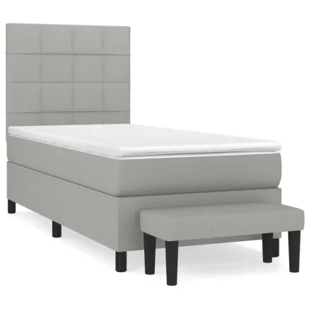 Sommier à lattes de lit avec matelas Gris clair 90x200 cm Tissu 2