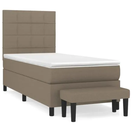 Sommier à lattes de lit avec matelas Taupe 90x200 cm Tissu 2