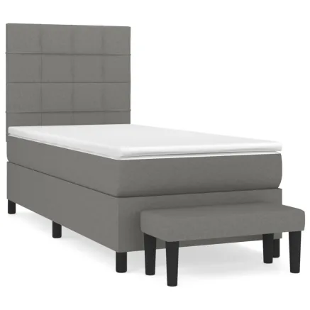 Sommier à lattes de lit avec matelas Gris foncé 100x200cm Tissu 2