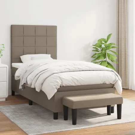 Sommier à lattes de lit avec matelas Taupe 100x200 cm Tissu