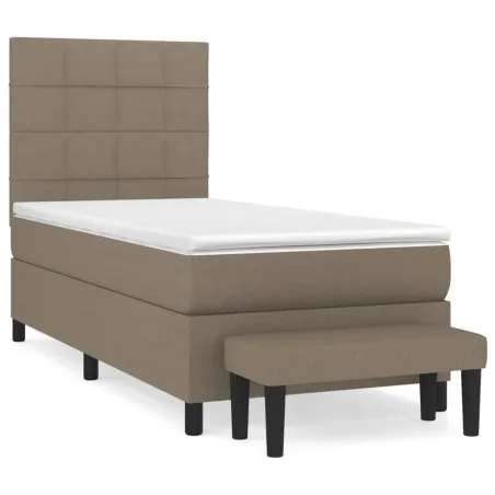 Sommier à lattes de lit avec matelas Taupe 100x200 cm Tissu