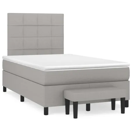 Sommier à lattes de lit avec matelas Gris clair 120x200cm Tissu