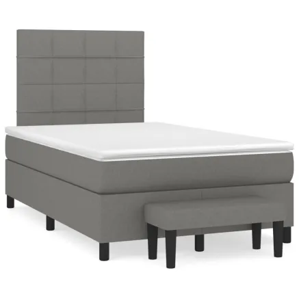 Sommier à lattes de lit avec matelas Gris foncé 120x200cm Tissu 2