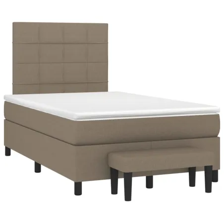 Sommier à lattes de lit avec matelas Taupe 120x200 cm Tissu