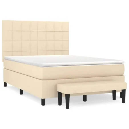 Sommier à lattes de lit avec matelas Crème 140x200 cm Tissu