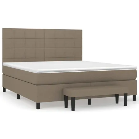 Sommier à lattes de lit avec matelas Taupe 180x200 cm Tissu