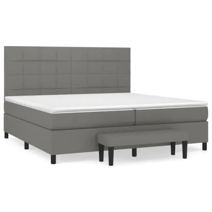 Sommier à lattes de lit avec matelas Gris foncé 200x200cm Tissu 2