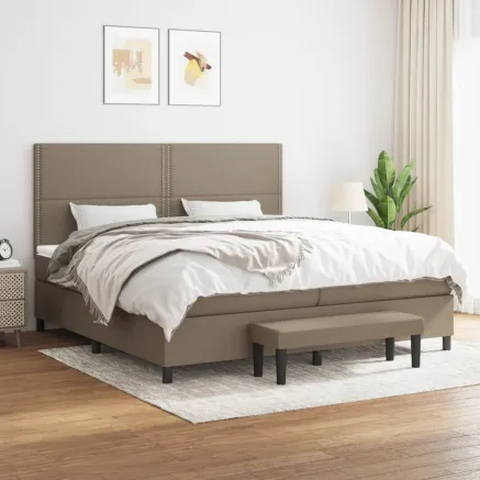 Sommier à lattes de lit avec matelas Taupe 200x200 cm Tissu