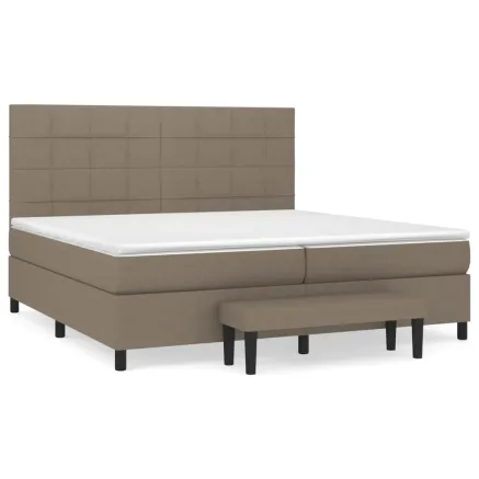Sommier à lattes de lit avec matelas Taupe 200x200 cm Tissu 2