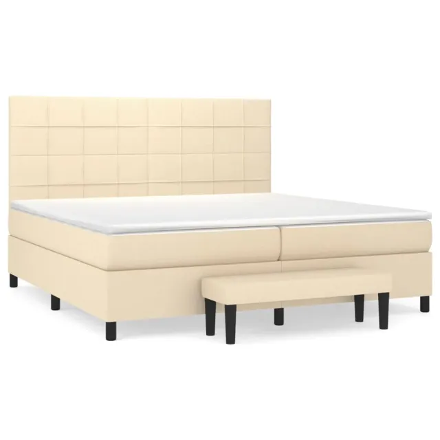 Sommier à lattes de lit avec matelas Crème 200x200 cm Tissu