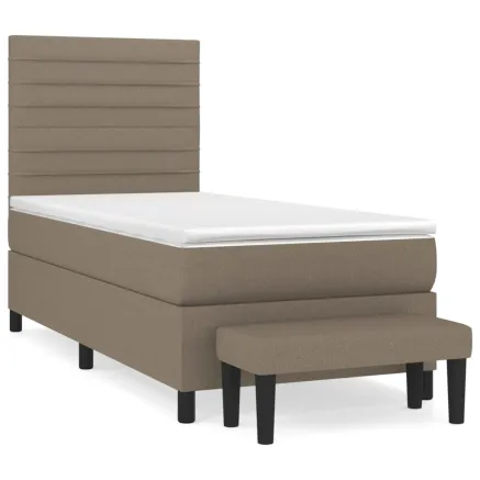 Sommier à lattes de lit avec matelas Taupe 80x200 cm Tissu 2