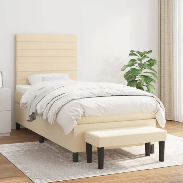 Sommier à lattes de lit avec matelas Crème 80x200 cm Tissu