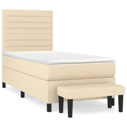 Sommier à lattes de lit avec matelas Crème 80x200 cm Tissu 2