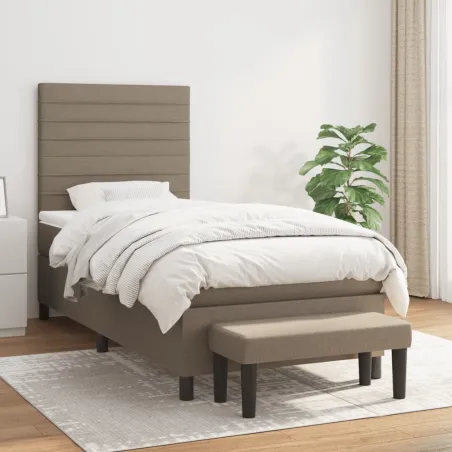 Sommier à lattes de lit avec matelas Taupe 90x190 cm Tissu