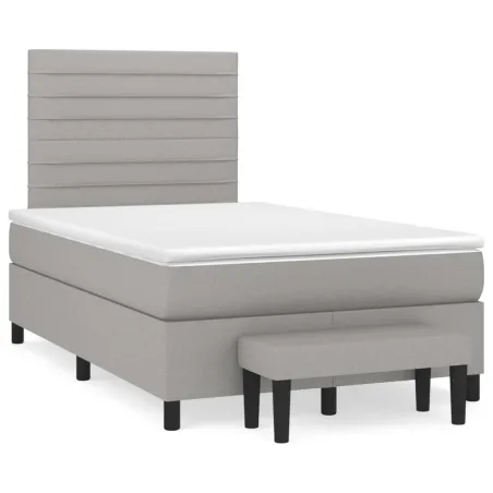 Sommier à lattes de lit avec matelas Gris clair 120x200cm Tissu