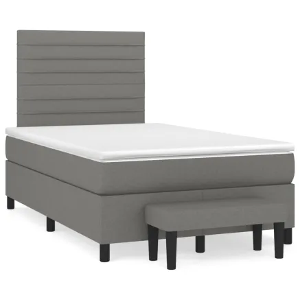 Sommier à lattes de lit avec matelas Gris foncé 120x200cm Tissu 2