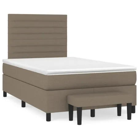 Sommier à lattes de lit avec matelas Taupe 120x200 cm Tissu