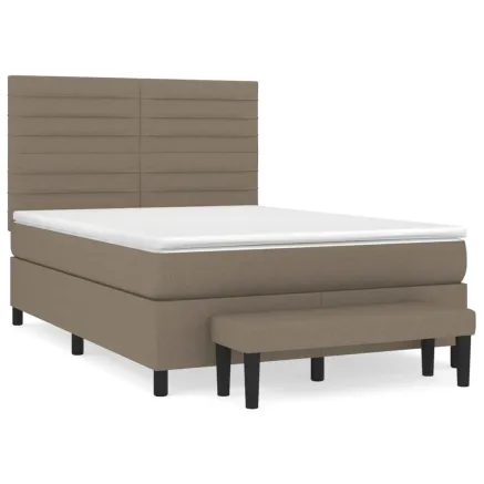 Sommier à lattes de lit avec matelas Taupe 140x200 cm Tissu 2