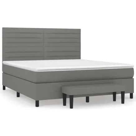 Sommier à lattes de lit avec matelas Gris foncé 160x200cm Tissu 2