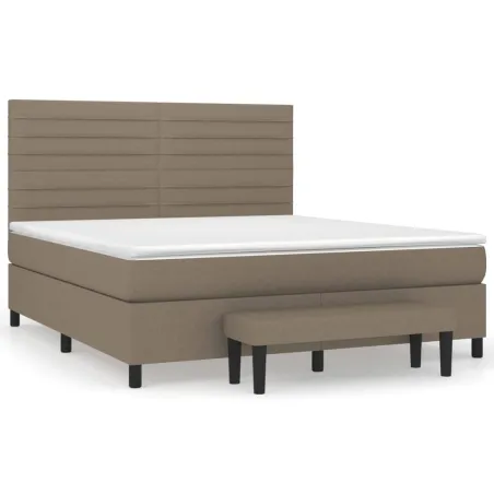 Sommier à lattes de lit avec matelas Taupe 180x200 cm Tissu