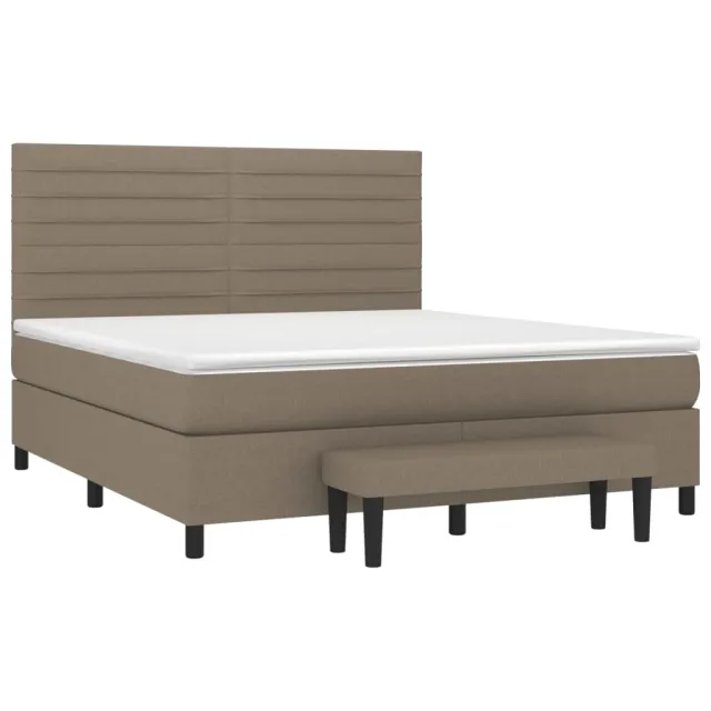 Sommier à lattes de lit avec matelas Taupe 180x200 cm Tissu