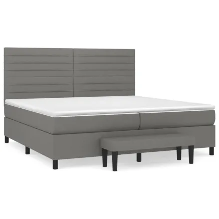 Sommier à lattes de lit avec matelas Gris foncé 200x200cm Tissu 2