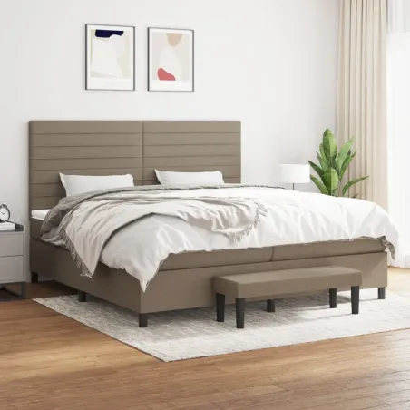 Sommier à lattes de lit avec matelas Taupe 200x200 cm Tissu