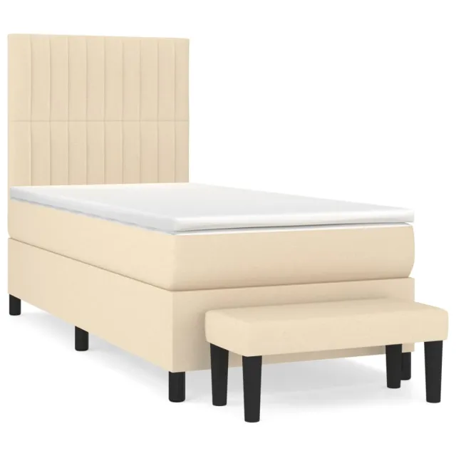 Sommier à lattes de lit avec matelas Crème 80x200 cm Tissu